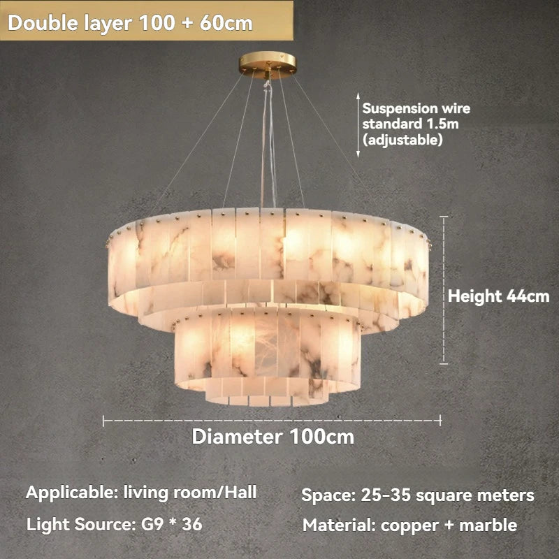 The Seville Alabaster Stone Chandelier – Tiered & Linear Series - Nuovo Luxury - Lighting