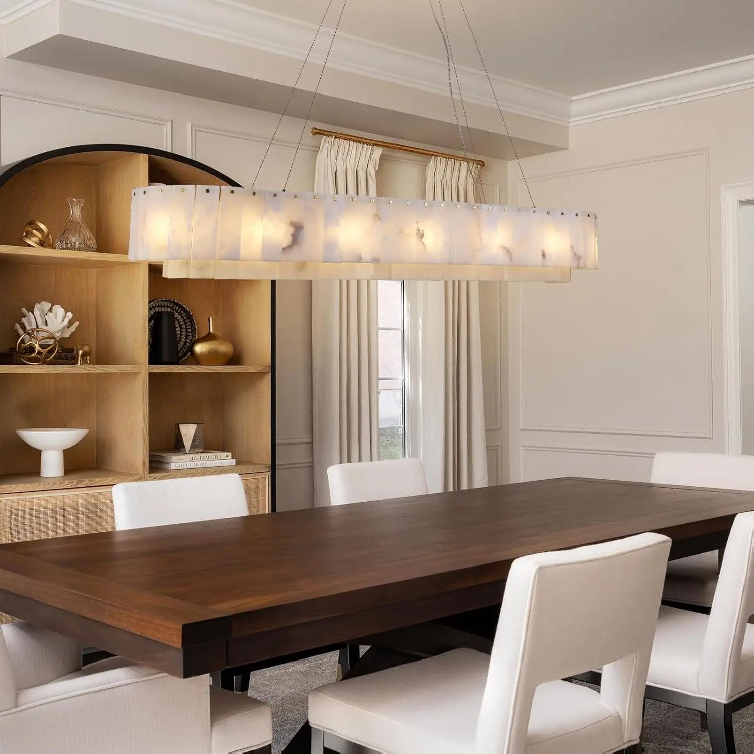 The Seville Alabaster Stone Chandelier – Tiered & Linear Series - Nuovo Luxury - Lighting