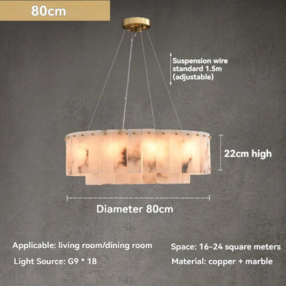 The Seville Alabaster Stone Chandelier – Tiered & Linear Series - Nuovo Luxury - Lighting