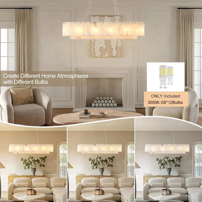 The Seville Alabaster Stone Chandelier – Tiered & Linear Series - Nuovo Luxury - Lighting