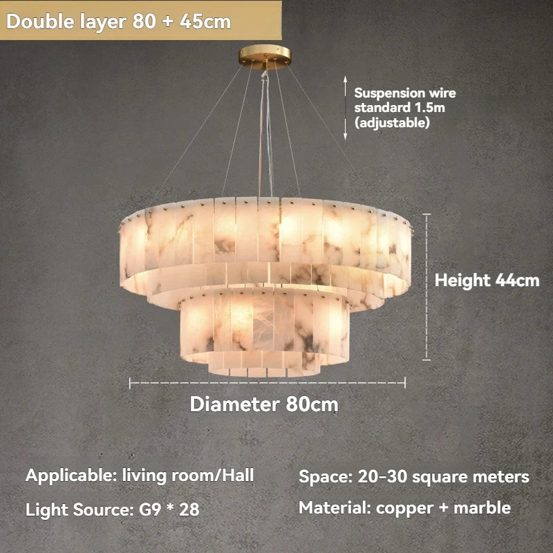 The Seville Alabaster Stone Chandelier – Tiered & Linear Series - Nuovo Luxury - Lighting