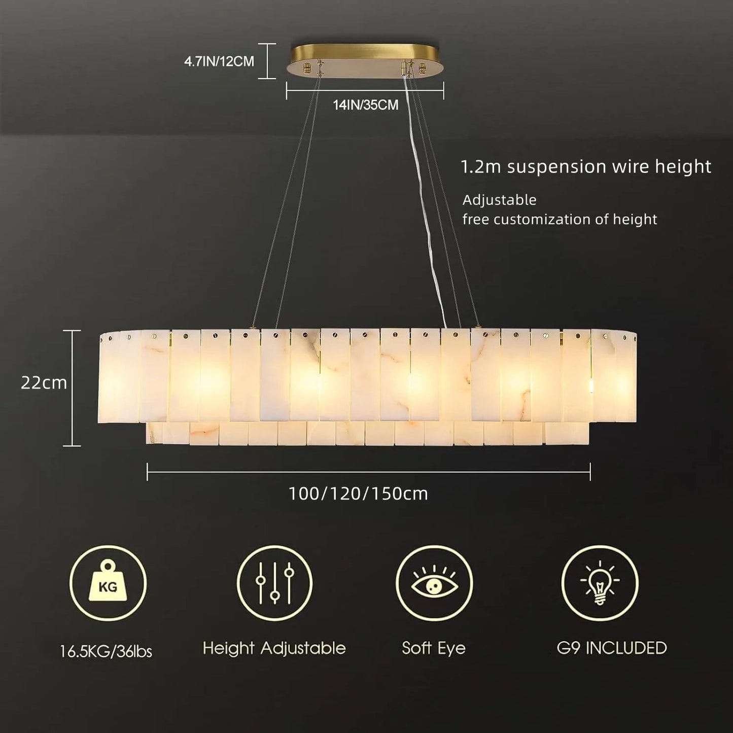 The Seville Alabaster Stone Chandelier – Tiered & Linear Series - Nuovo Luxury - Lighting