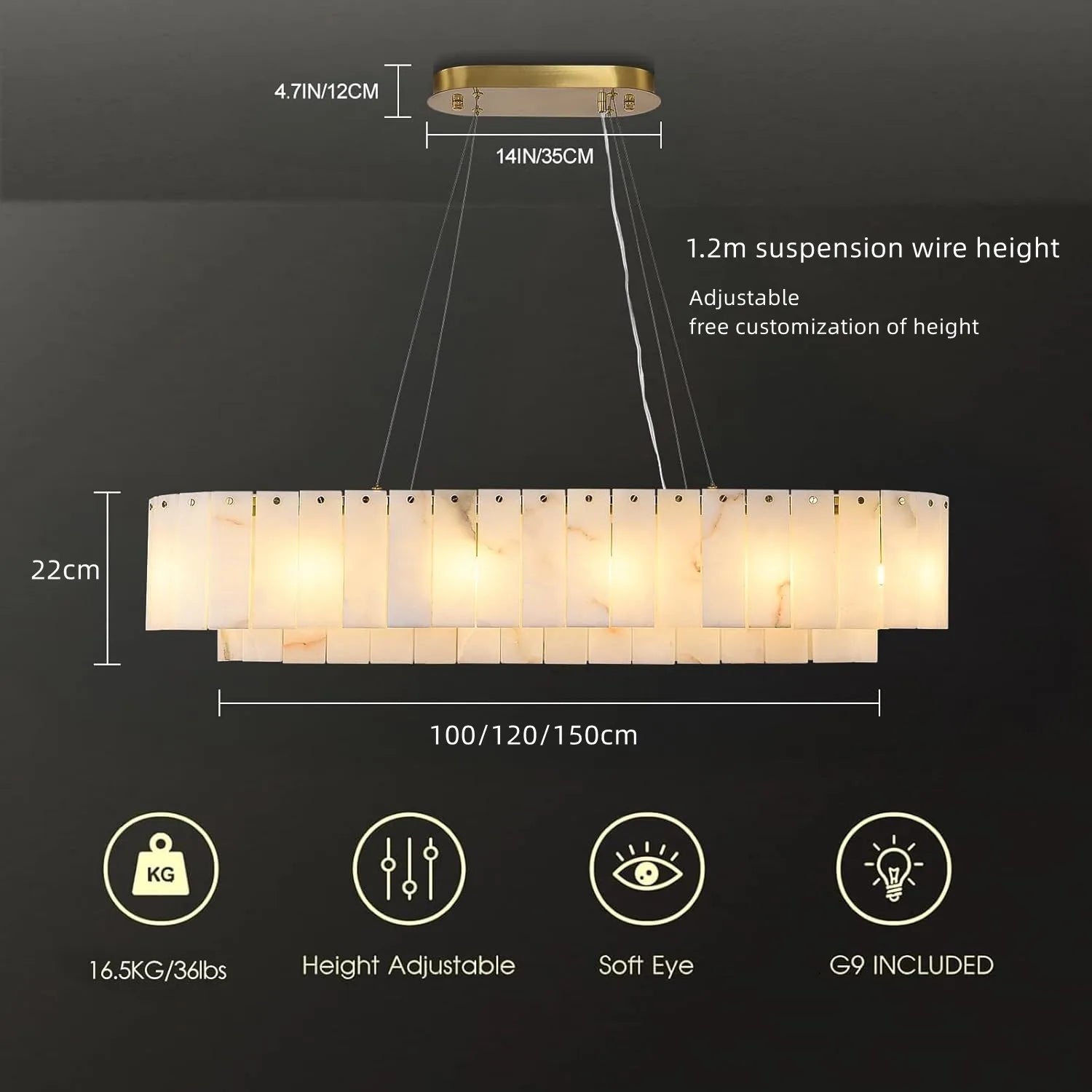 The Seville Alabaster Stone Chandelier – Tiered & Linear Series - Nuovo Luxury - Lighting