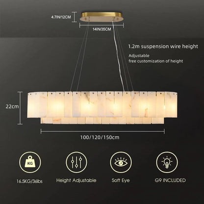 The Seville Alabaster Stone Chandelier – Tiered & Linear Series - Nuovo Luxury - Lighting