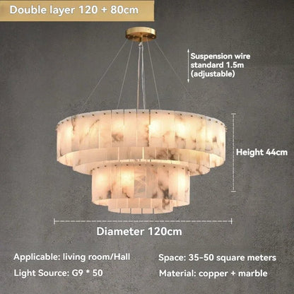 The Seville Alabaster Stone Chandelier – Tiered & Linear Series - Nuovo Luxury - Lighting