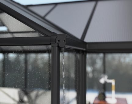 Victory Grand Garden Chalet 13' x 15' Greenhouse - Black Aluminium Frame & Clear Polycarbonate Panels - Nuovo Luxury - Canopies & Gazebos