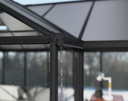 Victory Grand Garden Chalet 13' x 15' Greenhouse - Black Aluminium Frame & Clear Polycarbonate Panels - Nuovo Luxury - Canopies & Gazebos