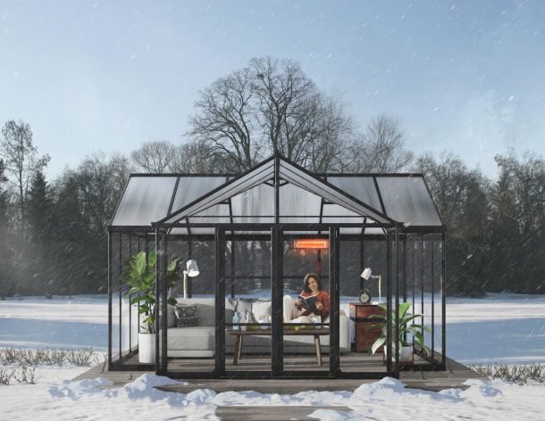 Victory Grand Garden Chalet 13' x 15' Greenhouse - Black Aluminium Frame & Clear Polycarbonate Panels - Nuovo Luxury - Canopies & Gazebos