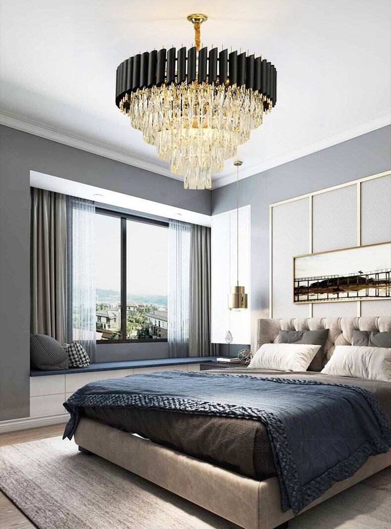 Vienna Luxe Crystal Chandelier – Black & Gold Edition (60cm / 75cm) - Nuovo Luxury - Chandeller