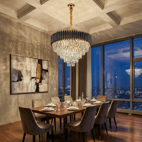 Vienna Luxe Crystal Chandelier – Black & Gold Edition (60cm / 75cm) - Nuovo Luxury - Chandeller