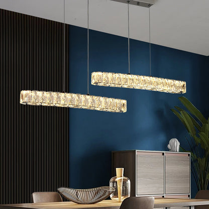 Vienna Signature Crystal Pendant – Modern Linear Ceiling Light - Nuovo Luxury - 