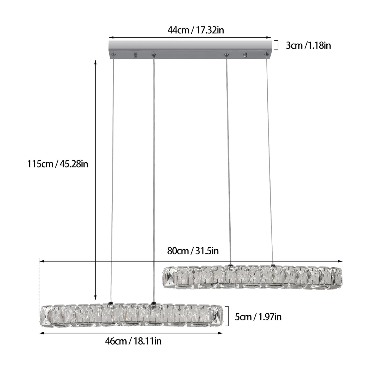 Vienna Signature Crystal Pendant – Modern Linear Ceiling Light - Nuovo Luxury - 