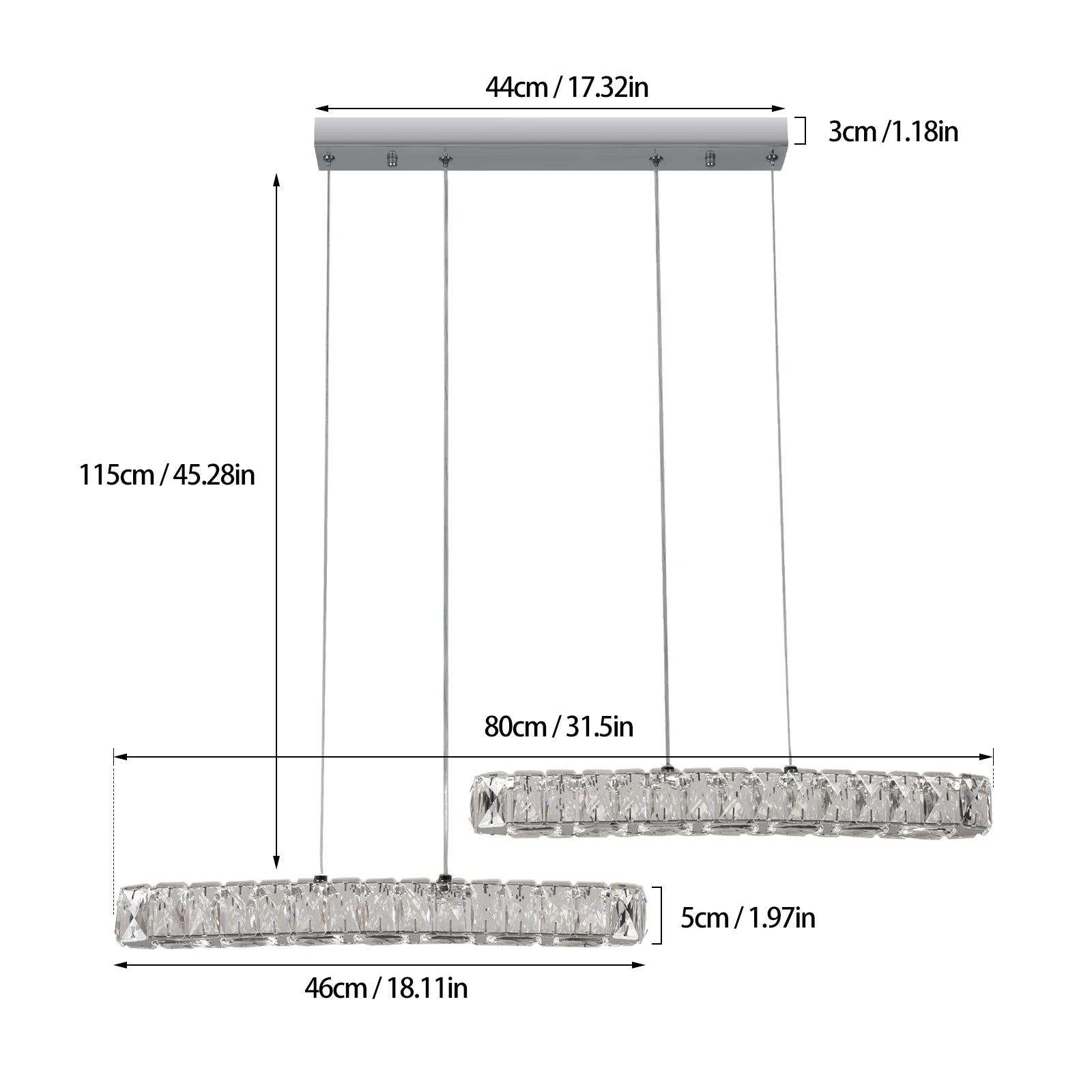Vienna Signature Crystal Pendant – Modern Linear Ceiling Light - Nuovo Luxury - 