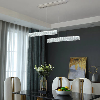 Vienna Signature Crystal Pendant – Modern Linear Ceiling Light - Nuovo Luxury - 