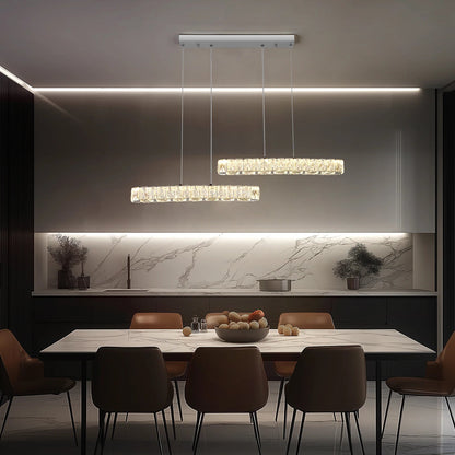 Vienna Signature Crystal Pendant – Modern Linear Ceiling Light - Nuovo Luxury - 