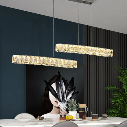 Vienna Signature Crystal Pendant – Modern Linear Ceiling Light - Nuovo Luxury - 