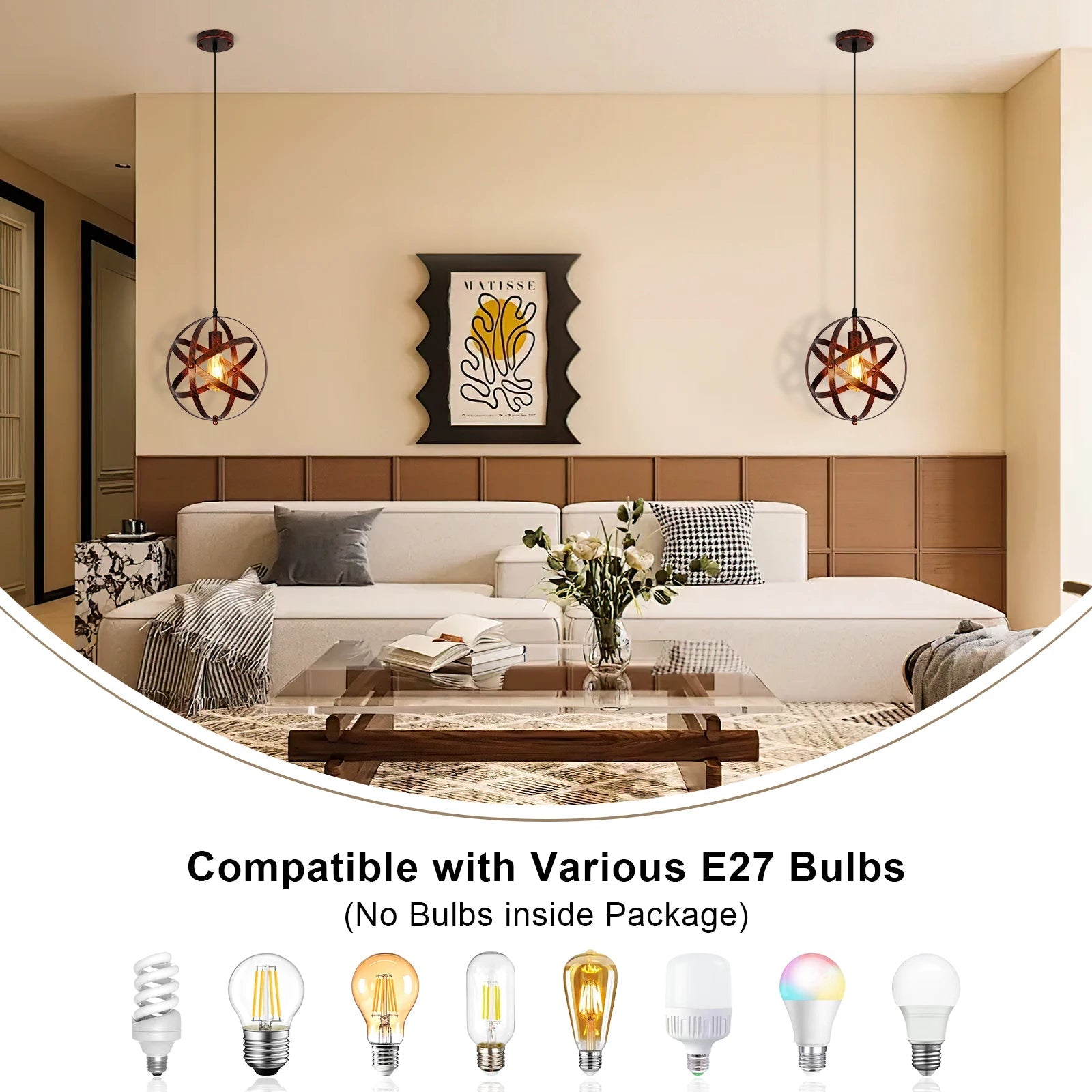 Vintage Orb Metal Pendant Light 30cm – Ceiling Pendant - Nuovo Luxury - Chandeller