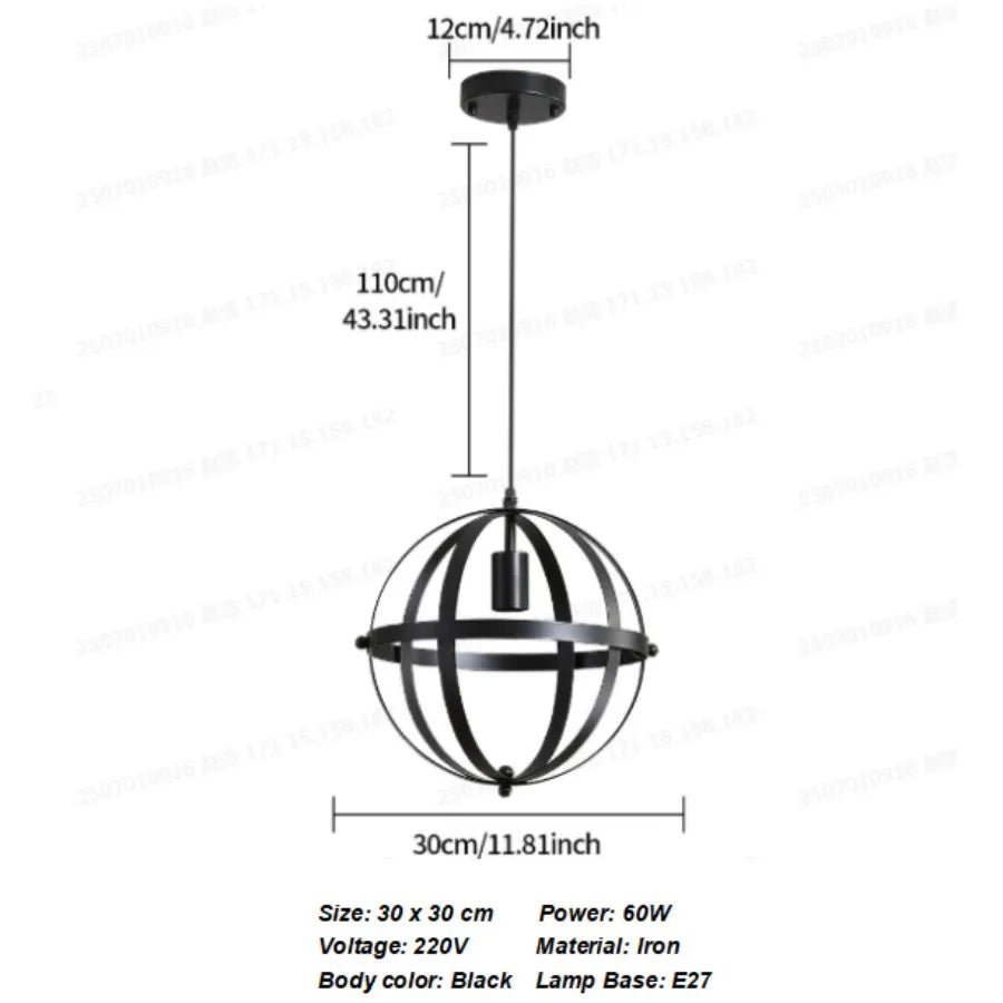 Vintage Orb Metal Pendant Light 30cm – Ceiling Pendant - Nuovo Luxury - Chandeller