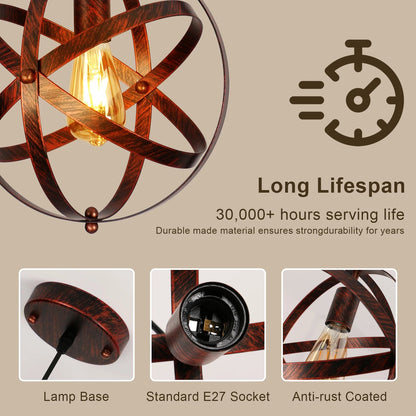 Vintage Orb Metal Pendant Light 30cm – Ceiling Pendant - Nuovo Luxury - Chandeller