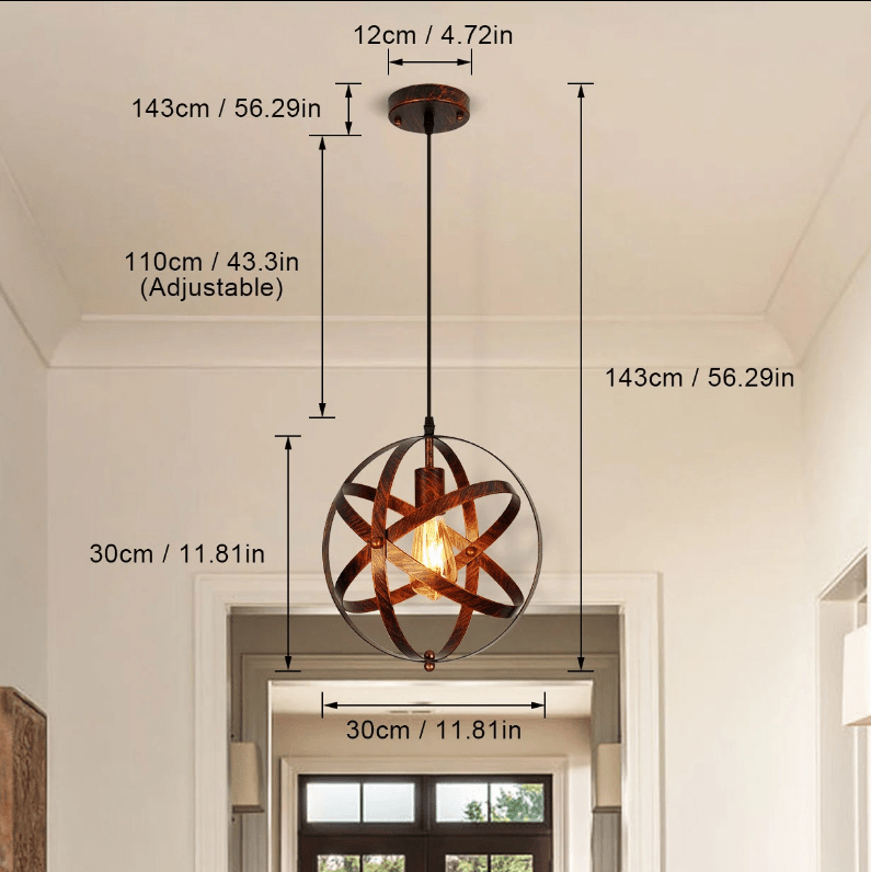 Vintage Orb Metal Pendant Light 30cm – Ceiling Pendant - Nuovo Luxury - Chandeller