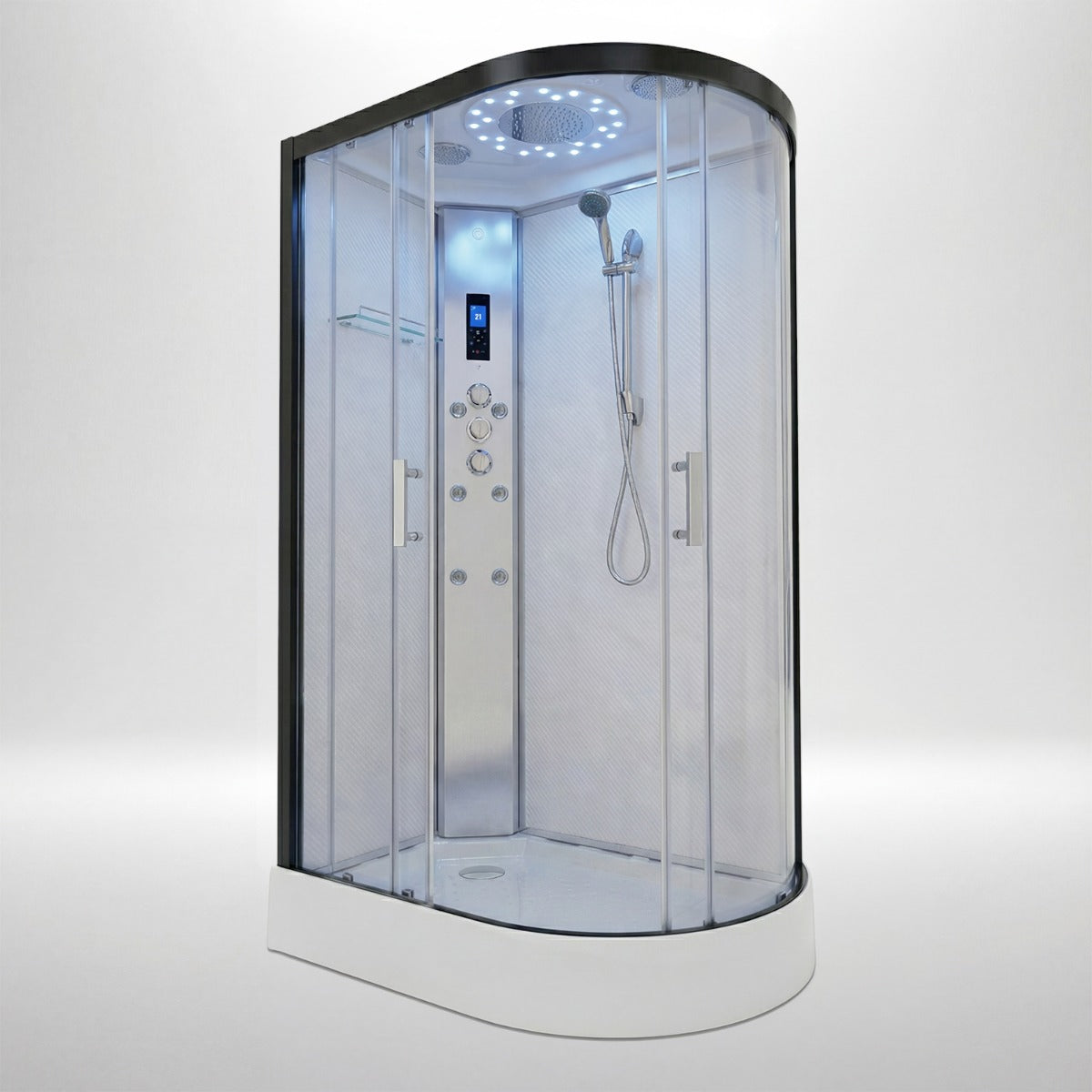 Platinum shower cabin 1200x800mm black frame with white carbon back wall