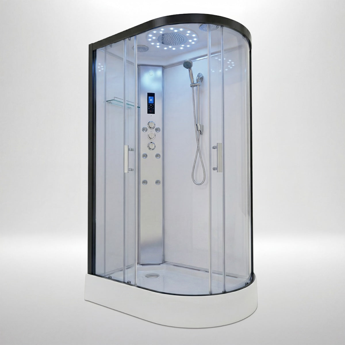 Platinum shower cabin 1200x800mm black frame with white matte back wall