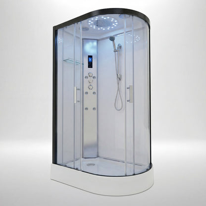 Platinum shower cabin 1200x800mm black frame with white matte back wall