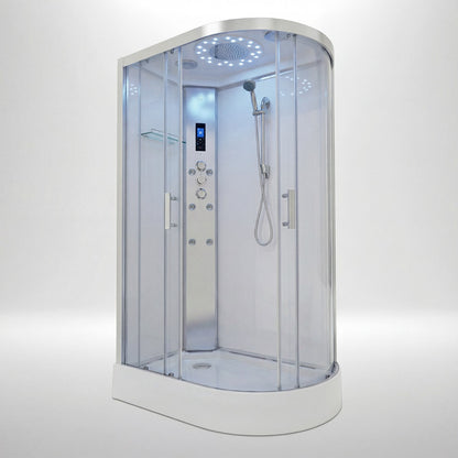 Platinum shower cabin 1200x800mm chrome frame with white matte back wall