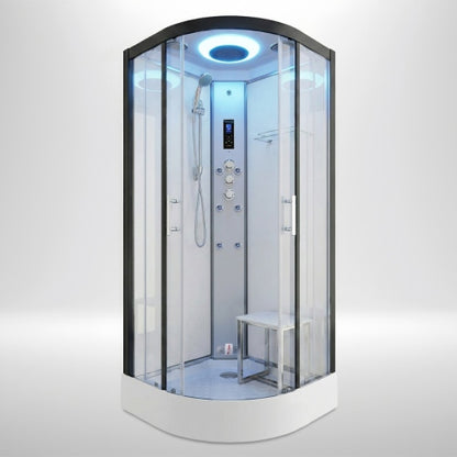 Premium Steam Shower 800x800mm - Black Frame / Clear Glass