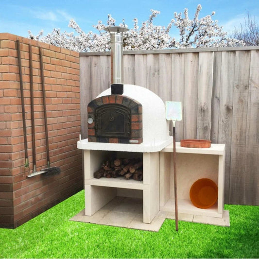 XclusiveDecor Premier Wood Fired Pizza Oven with Stand and Side Table - Nuovo Luxury - Wood Fire Pizza Oven