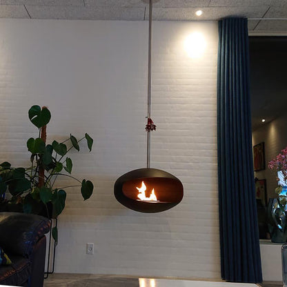 Cocoon Aeris Smokeless Bioethanol Fire Black with Steel Mounting Pole - Nuovo Luxury - Ceiling - mounted Fireplace