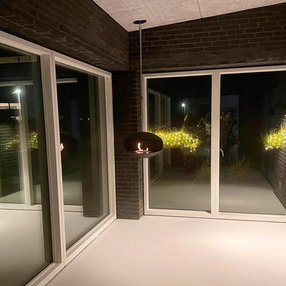 Cocoon Aeris Smokeless Bioethanol Fire Black with Steel Mounting Pole - Nuovo Luxury - Ceiling - mounted Fireplace