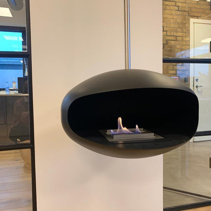 Cocoon Aeris Smokeless Bioethanol Fire Black with Steel Mounting Pole - Nuovo Luxury - Ceiling - mounted Fireplace