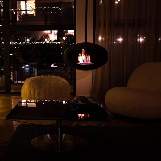 Cocoon Aeris Smokeless Bioethanol Fire Matte Black - Nuovo Luxury - Ceiling - mounted Fireplace