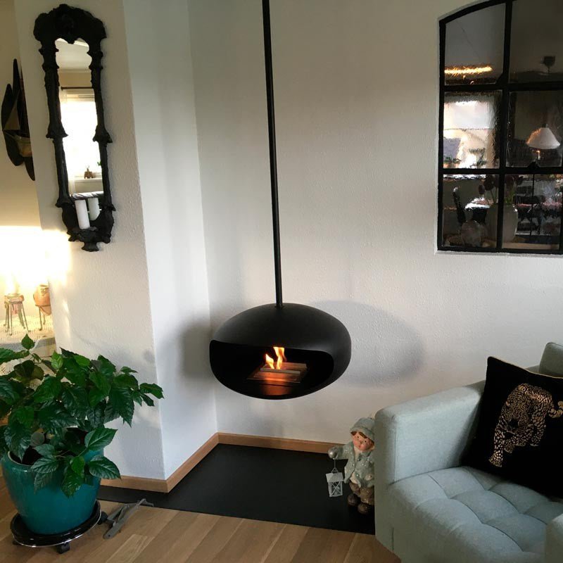 Cocoon Aeris Smokeless Bioethanol Fire Matte Black - Nuovo Luxury - Ceiling - mounted Fireplace
