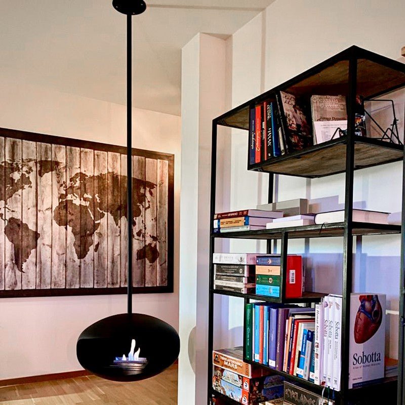 Cocoon Aeris Smokeless Bioethanol Fire Matte Black - Nuovo Luxury - Ceiling - mounted Fireplace