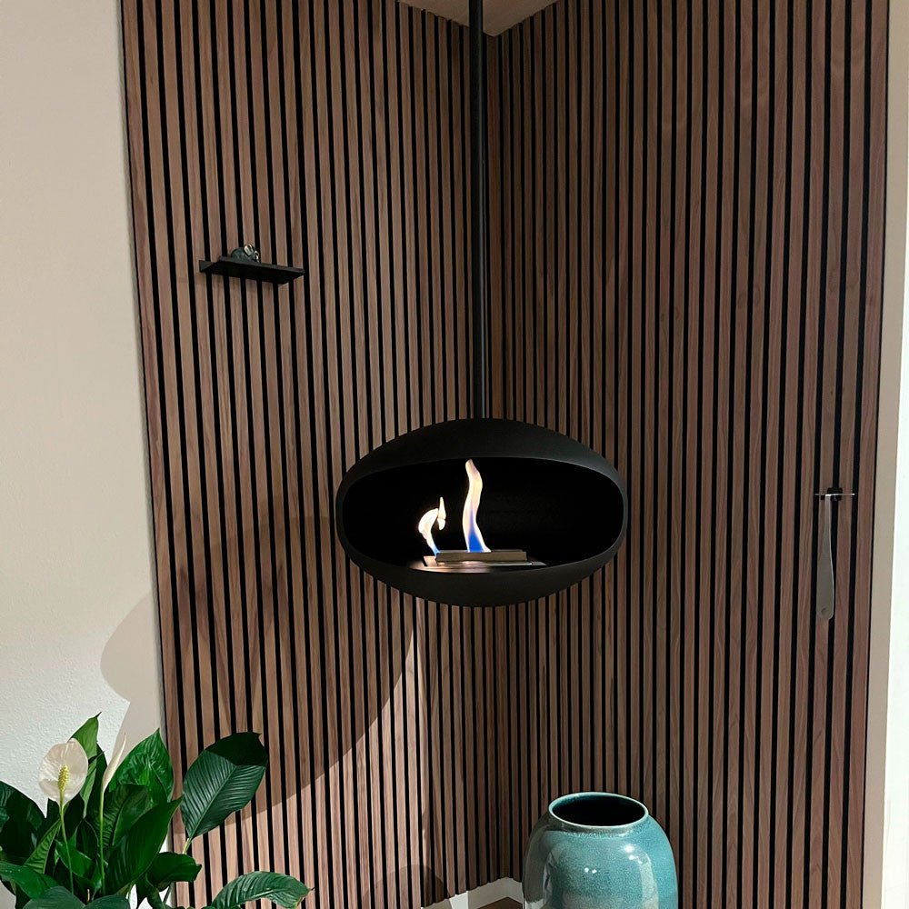 Cocoon Aeris Smokeless Bioethanol Fire Matte Black - Nuovo Luxury - Ceiling - mounted Fireplace