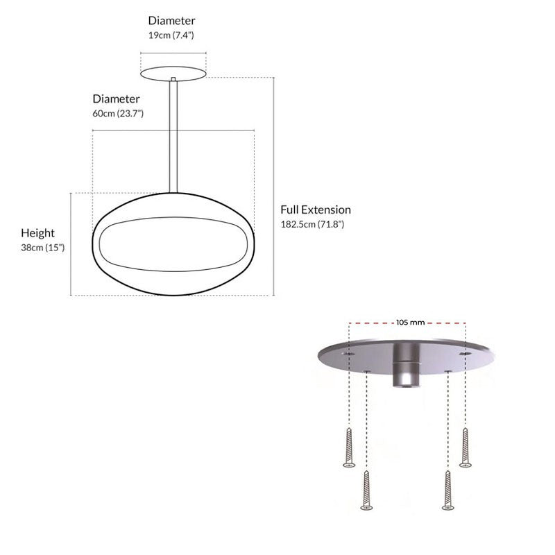 Cocoon Aeris Smokeless Bioethanol Fire Polished Steel with Steel Pole - Nuovo Luxury - Ceiling - mounted Fireplace
