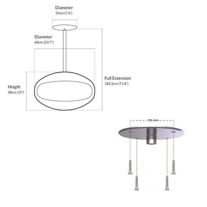 Cocoon Aeris Smokeless Bioethanol Fire Polished Steel with Steel Pole - Nuovo Luxury - Ceiling - mounted Fireplace