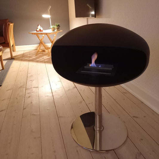 Cocoon Pedestal Smokeless Bioethanol Fire Matte Black with Steel Pedestal - Nuovo Luxury - Cocoon Fireplace