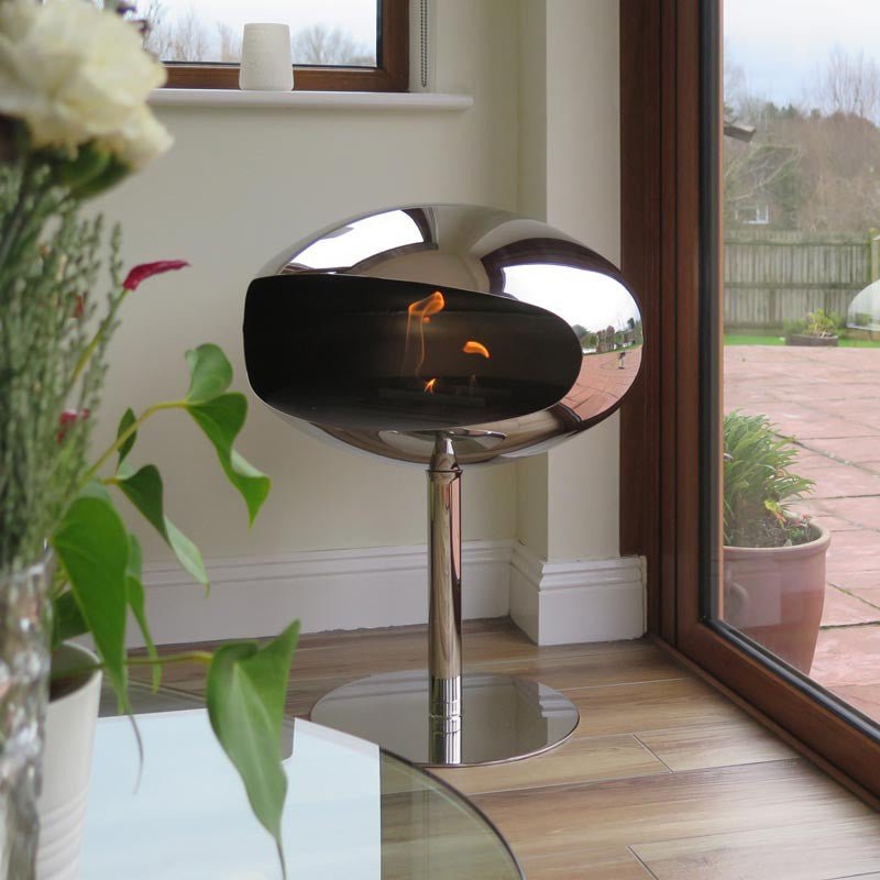 Cocoon Pedestal Smokeless Bioethanol Fire Polished Steel - Nuovo Luxury - Cocoon Fireplace