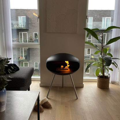Cocoon Terra Smokeless Bioethanol Fire Matte Black with Steel Legs - Nuovo Luxury - Cocoon Fireplace