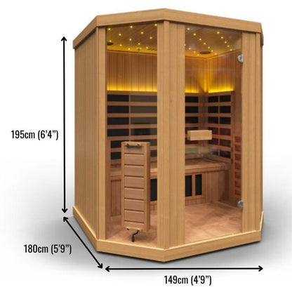 GH Vision T3 3 - Person Low EMF Full Spectrum Infrared Sauna - Nuovo Luxury - Indoor Infrared Sauna