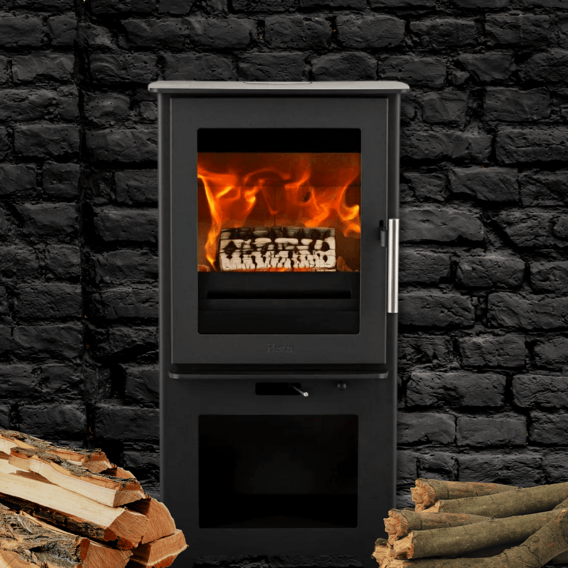 Heta Inspire 40H Integrated Logstore Multifuel Stove - Nuovo Luxury - Multi - Fuel Stove