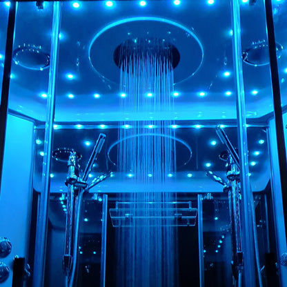 Insignia Platinum Black Framed 2 - Person Steam Shower Cabin 1400 x 900 - Nuovo Luxury - Steam Shower