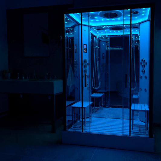 Insignia Platinum Black Framed 2 - Person Steam Shower Cabin 1400 x 900 - Nuovo Luxury - Steam Shower