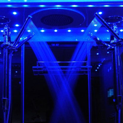 Insignia Platinum Chrome Framed Rectangular Twin Steam Shower Cabin 1400 x 900 - Nuovo Luxury - Steam Shower
