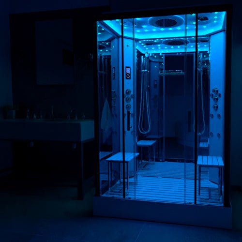 Insignia Platinum Chrome Framed Rectangular Twin Steam Shower Cabin 1400 x 900 - Nuovo Luxury - Steam Shower