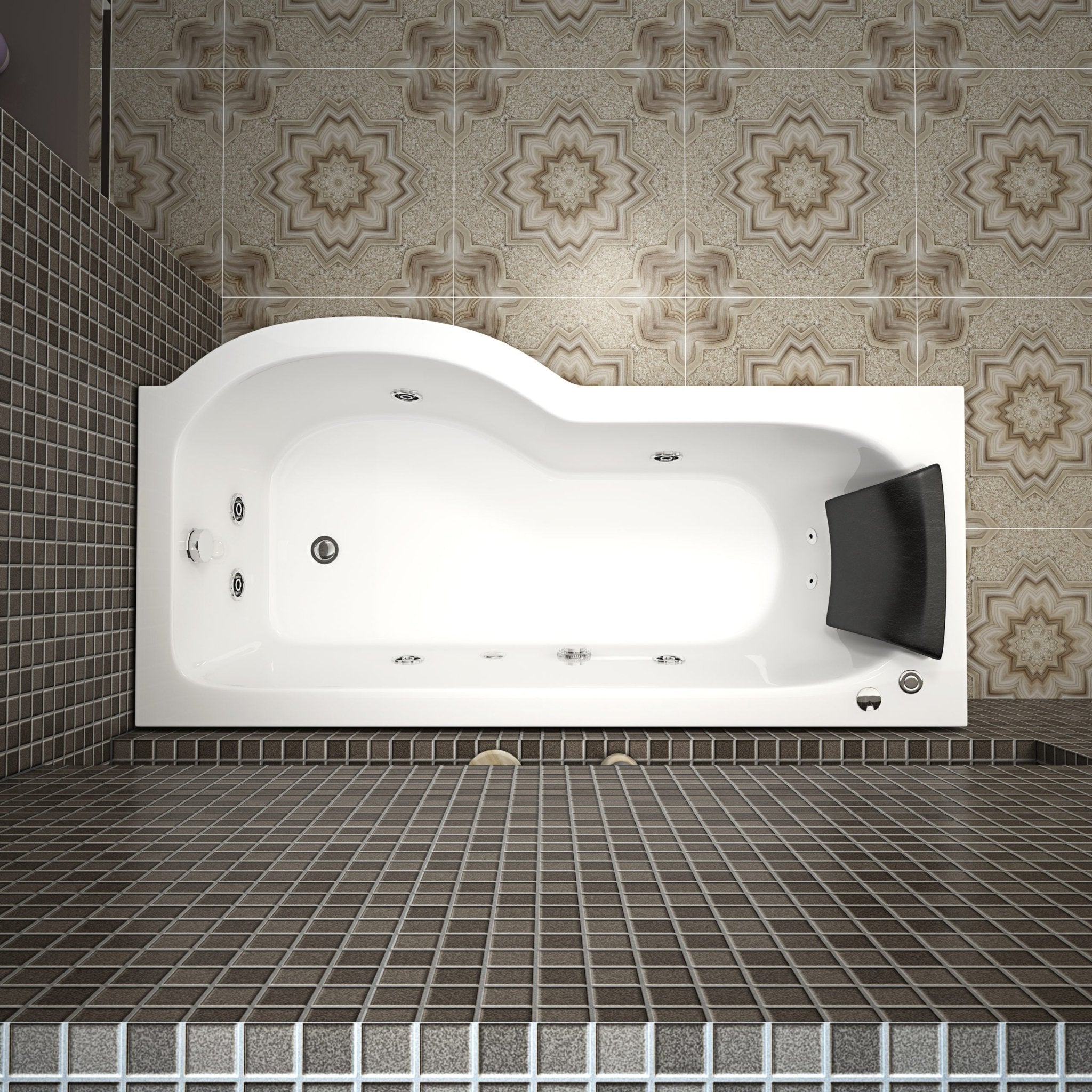 Milan Whirlpool P Shape Bath - Nuovo Luxury - Whirlpool Bathtub