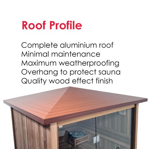 Outdoor Hybrid - Heating 4 Person Infrared & Electric Stove Sauna 2m x 2m - Nuovo Luxury - Outdoor Sauna